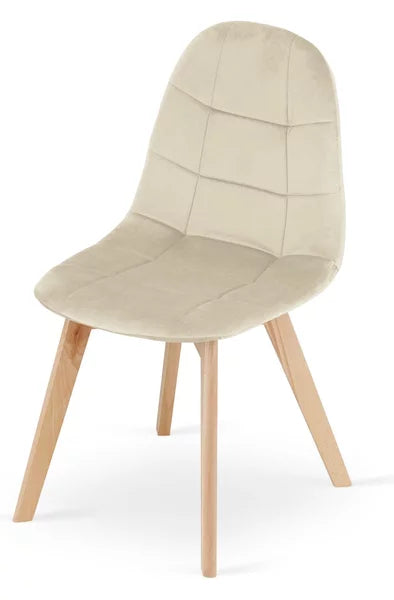 Pack 4 Sillas Vorak Beige | Felpa & Madera