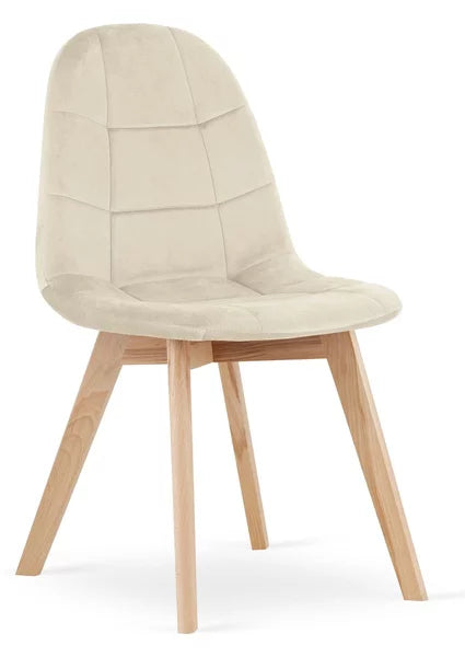 Pack 4 Sillas Vorak Beige | Felpa & Madera