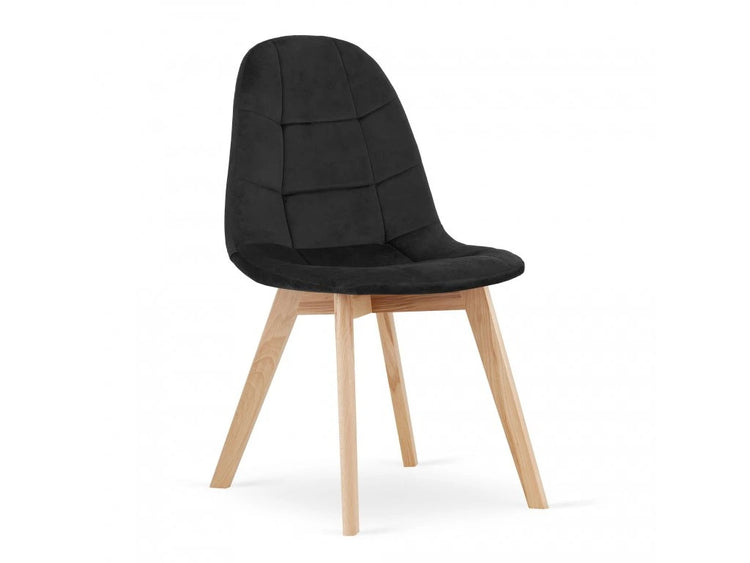 Pack 4 Sillas Vorak Negro | Felpa & Madera