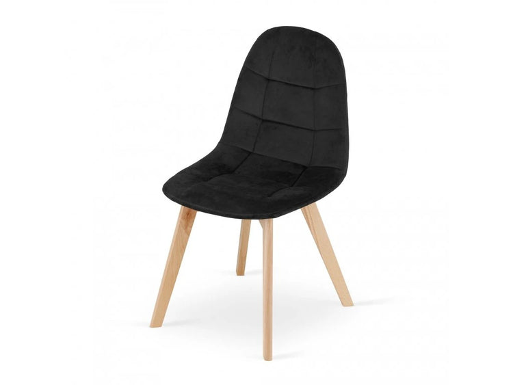 Pack 4 Sillas Vorak Negro | Felpa & Madera