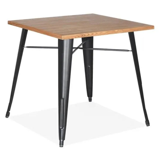 Mesa Cuadrada Industrial Tolix 70x70 | Hogar o Negocio| Acero y Madera