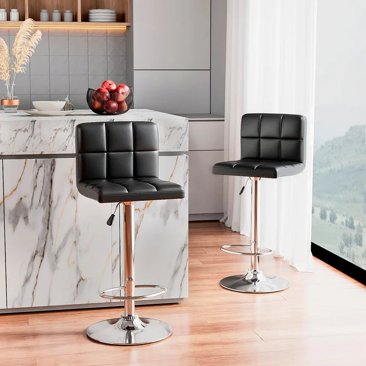 Pack 4 Piso Bar Altura Regulable Taburete Ivar Con Respaldo Negro
