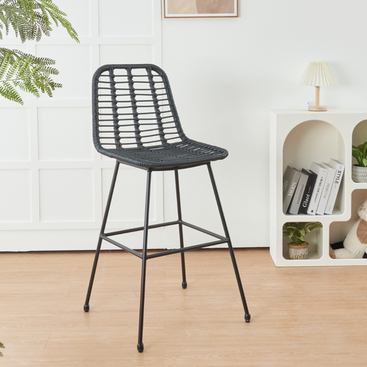 Pack 4 Taburete Piso Grecia Alto 75 cm | Rattan color Negro
