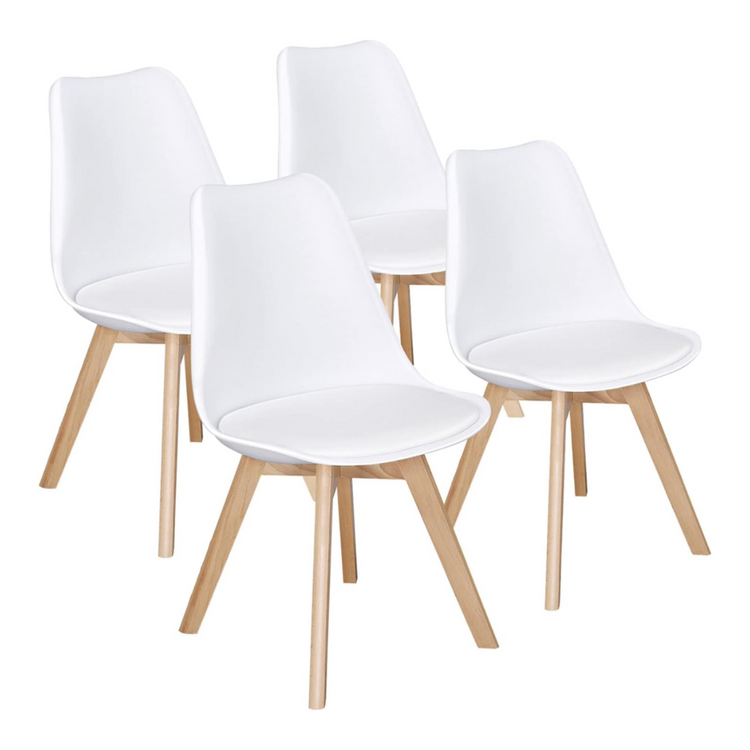 Comedor Mesa Redonda Shanna 100cm + 4 Sillas Tulip Blanco