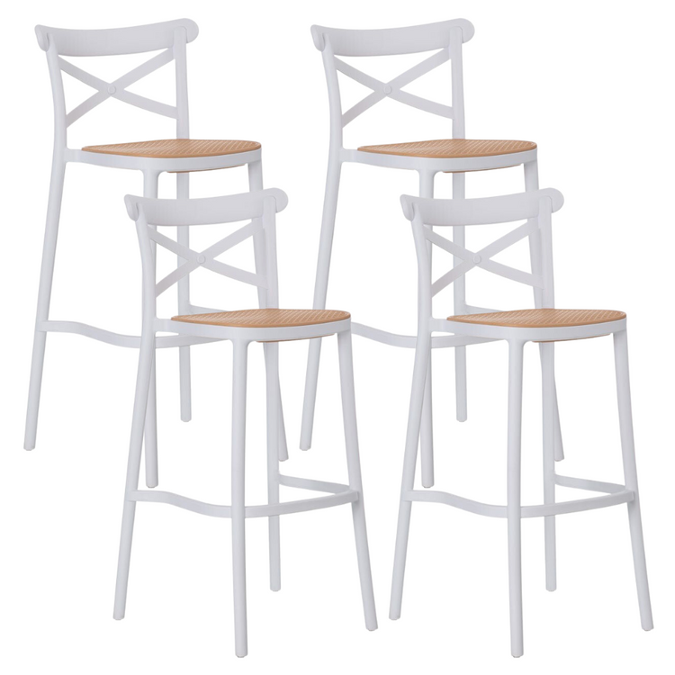 Pack 4 Taburetes Bar & Terraza Valentino 75 cm | Blanco | Exterior