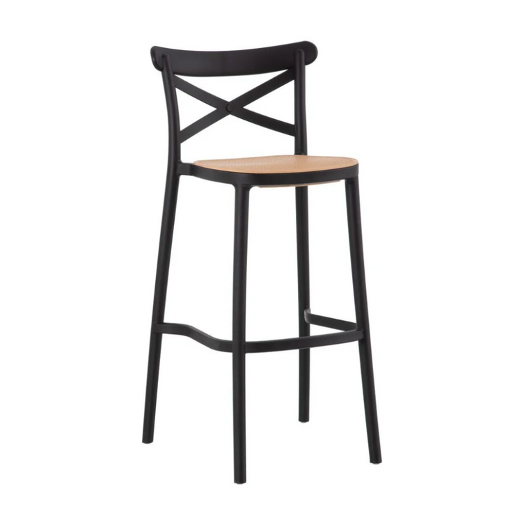 Taburete Valentino Negro 65cm | Moderno y Apilable | Exterior