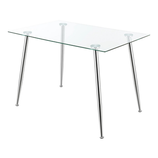 Mesa Rectangular Vitreo 130x80 (Cromada) | Vidrio Templado | Nórdico