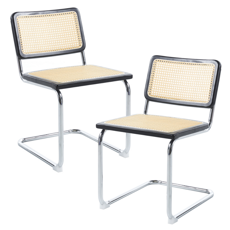 Pack 2 Silla Voladiza Negro | Rattan & Metal