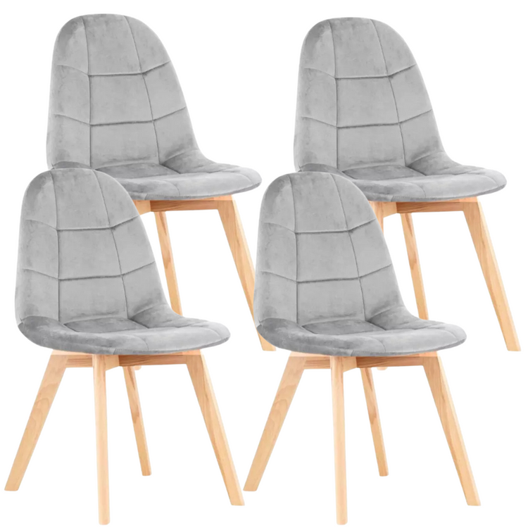 Pack 4 Sillas Vorak Gris | Felpa & Madera