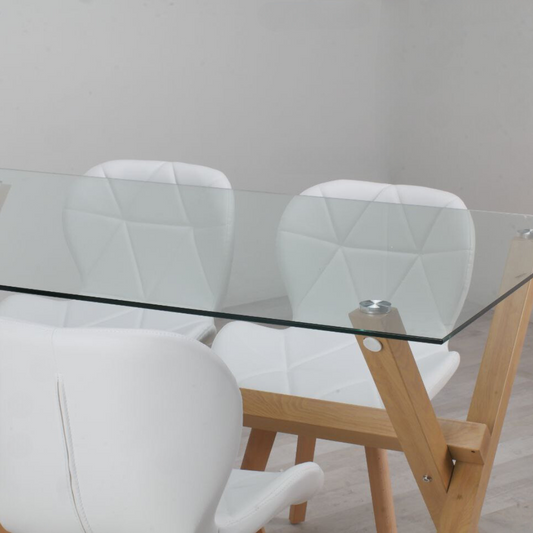 Comedor Moderno Mesa Xinia 140x90 + 4 Sillones Rubik Blanco